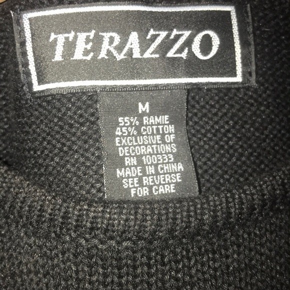 Vintage Terazzo Sweater Vest black Crew neck brown Tan animal print motif Size M - Picture 11 of 15